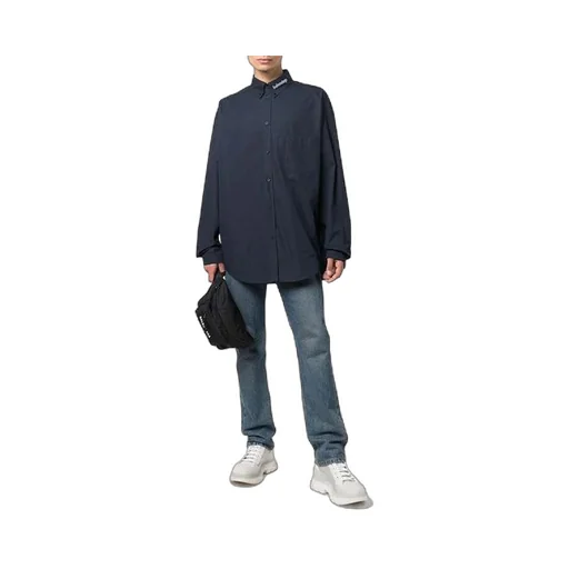 Logo Collar Long Sleeve Button Down Shirt