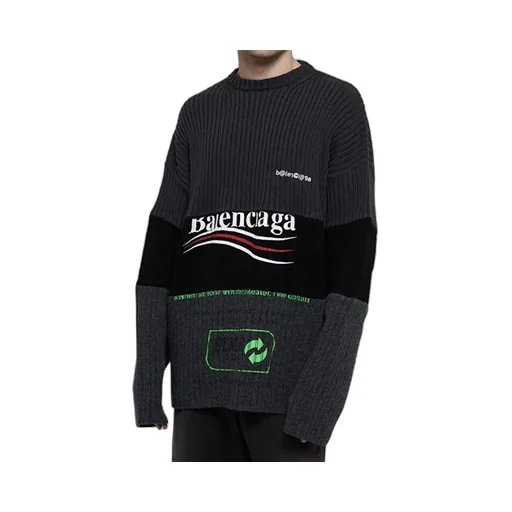 Political Campaign Ribbed Panelled Sweater