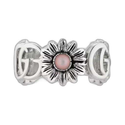 Double G mother of pearl ring