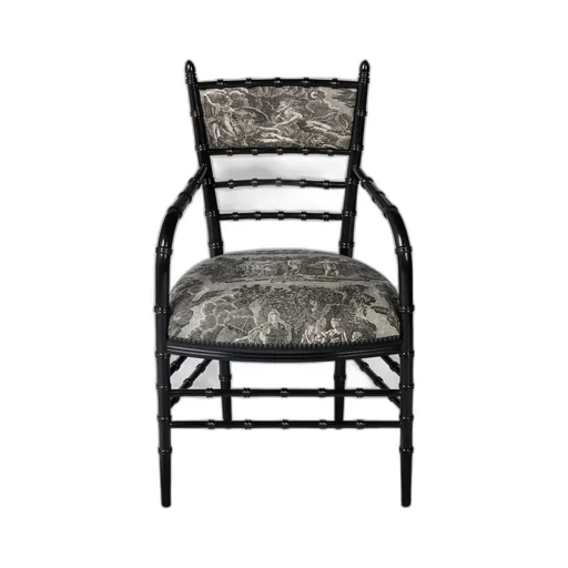 Chiavari Toile de Jouy print chair with arm rest