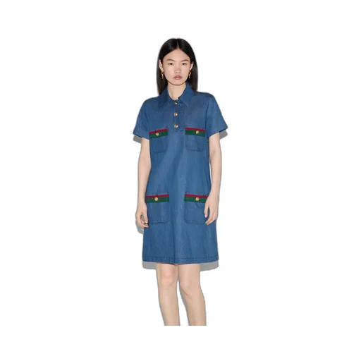 Denim dress with Web detail