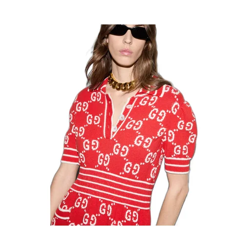 GG cotton jacquard polo dress