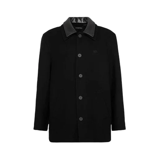 Double Collar Wool-Blend Coat