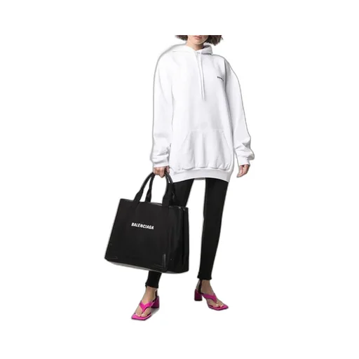 Small Label Logo Cotton Hoodie White