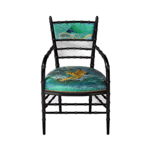 Chiavari tiger jacquard chair with arm rest