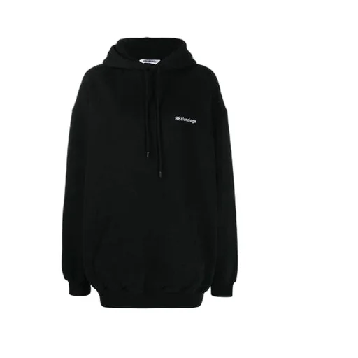 Logo Cotton Hoodie Black