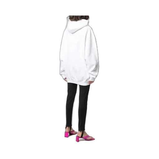 Small Label Logo Cotton Hoodie White