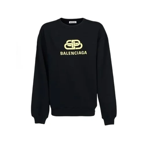 Logo Printing Cotton Round-neck Swea Black