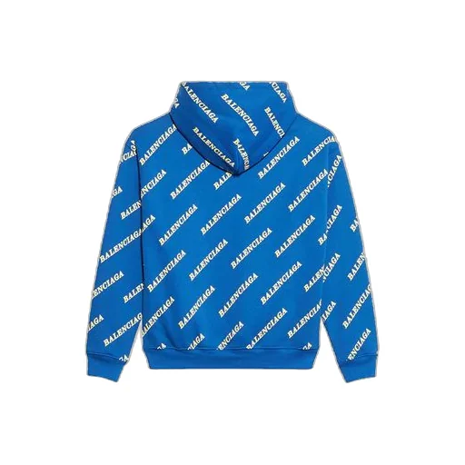 Full Print Alphabet Logo hooded Drawstring Hoodie Blue