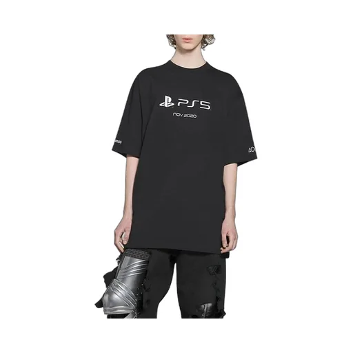 x PlayStation Crossover Ps5 Alphabet Geometry Pattern Printing T-Shirt