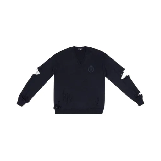 Destroyed V-Neck Knit Sweater