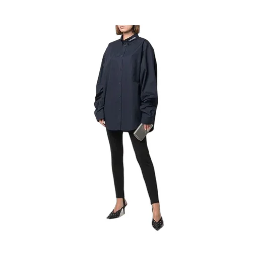 Logo Collar Long Sleeve Button Down Shirt