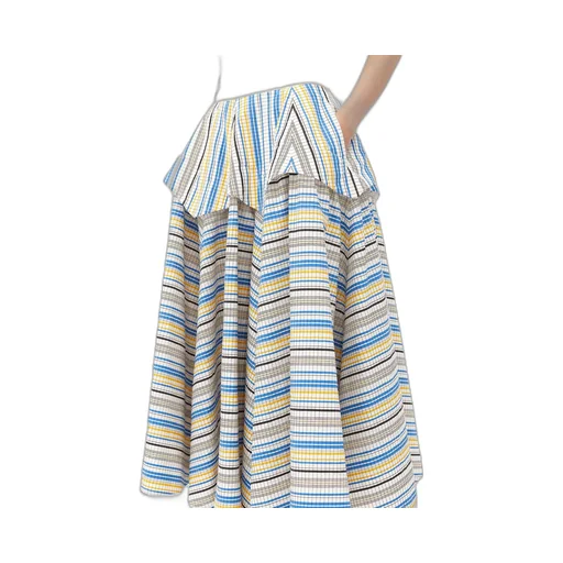 Checked Double Layer Cotton Skirt