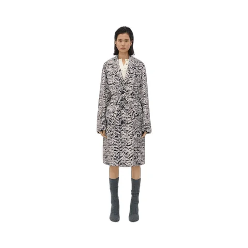Printed Leather Chevron Coat