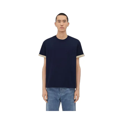 Double Layer Striped Cotton T-Shirt