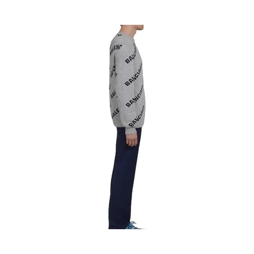 Wool Blend All Over Logo Crew Neck Sweatshirt