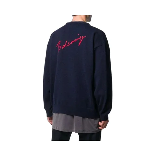 Back Logo Crew Neck Knit Cashmere Knit Sweatshirt