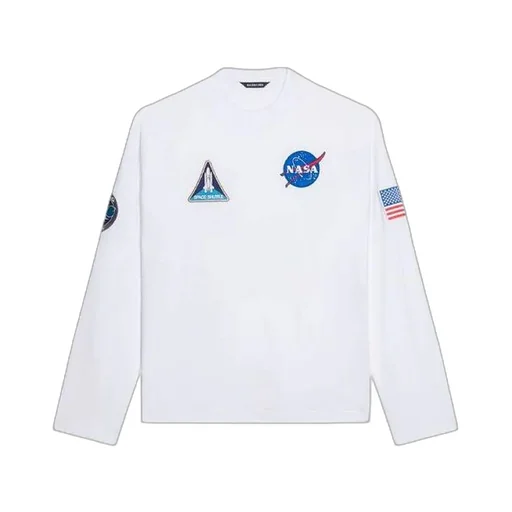 x NASA Crossover Space Printing Long Sleeves Round Neck Long Sleeves White