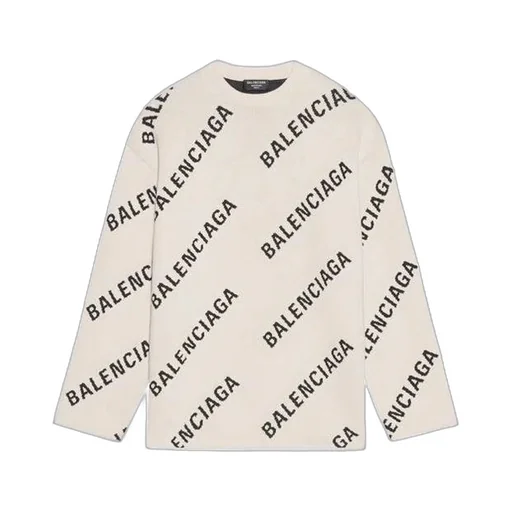 All Over Logo Crewneck Wool Knit Sweater
