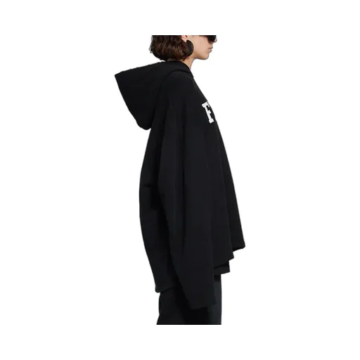 Unisex Free Letter Printing Sweatshirt Black
