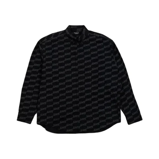BB Monogram Button-Up Long Sleeve Shirt