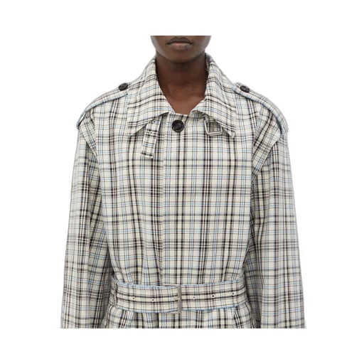Checked Cotton Trench Coat