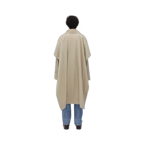Cotton Silk Cape Trench With Check Lining