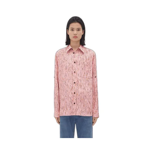 Textured Viscose Stripe Shirt With "BV" Embroidery