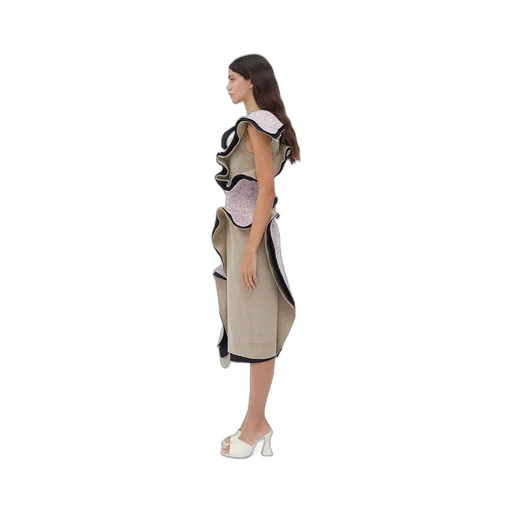 Textured Terrazzo Cotton Ruffle Dress