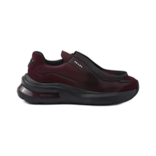 Systeme brushed leather sneakers with bike fabric and suede elements