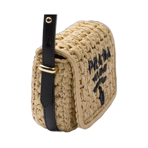 Crochet and leather shoulder bag