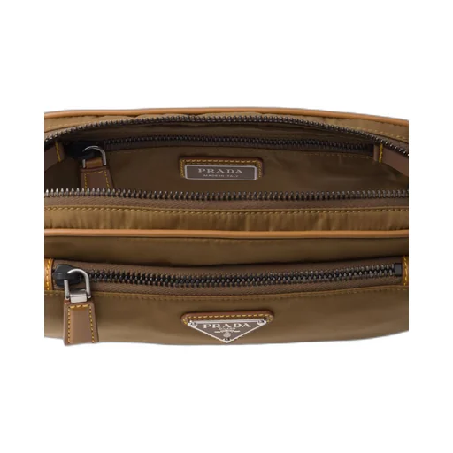 Re-Nylon and leather belt bag