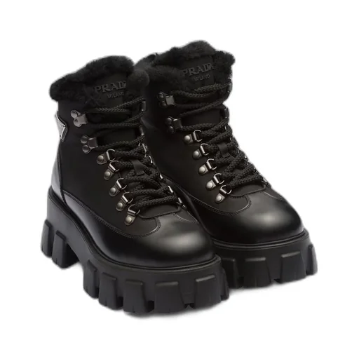 Monolith leather and Re-Nylon booties