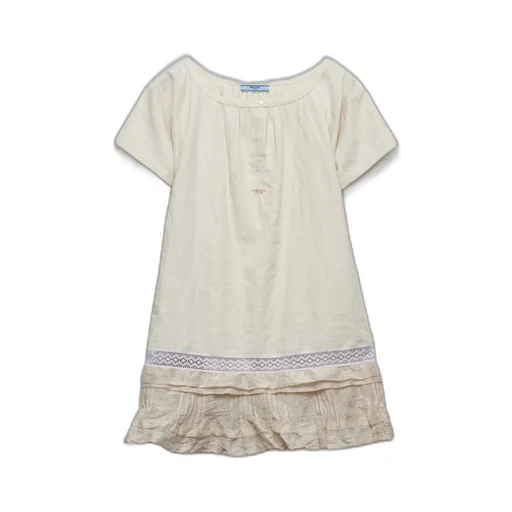 Embroidered antiqued silk and linen mini-dress