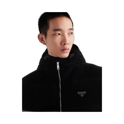 Hooded technical fabric down vest