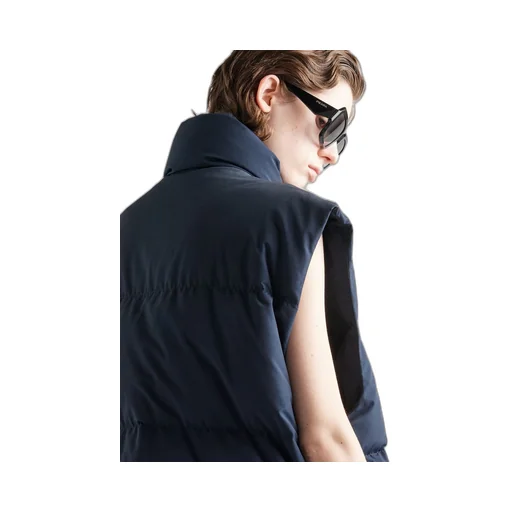 Long technical fabric down vest
