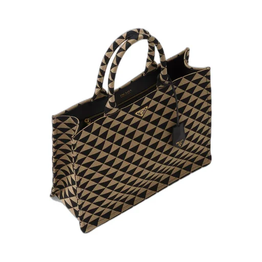 Prada Symbole embroidered fabric tote bag