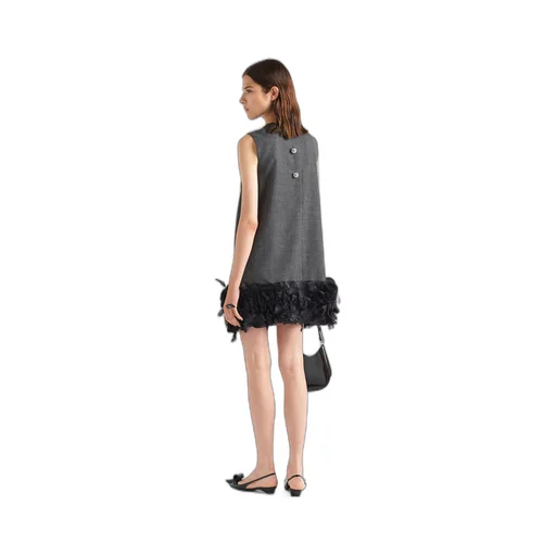 Embroidered wool mini-dress
