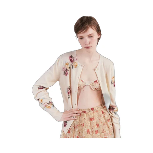 Printed nylonette midi skirt