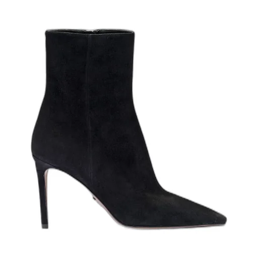 High-heeled suede booties