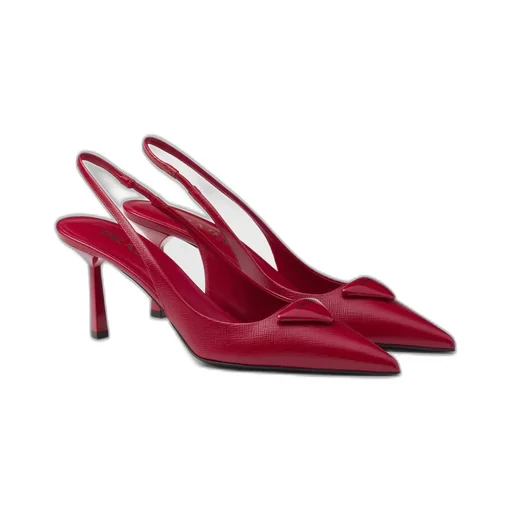 Saffiano patent leather slingback pumps