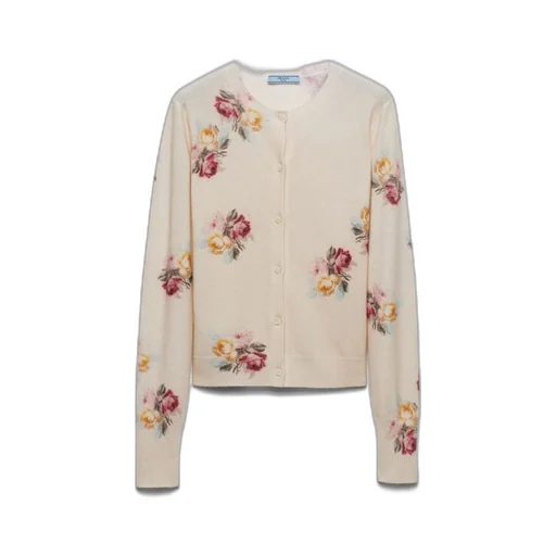 Printed wool cardigan