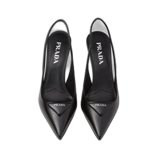 Saffiano patent leather slingback pumps