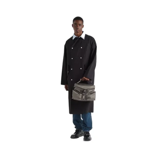 Re-Nylon and leather shoulder bag