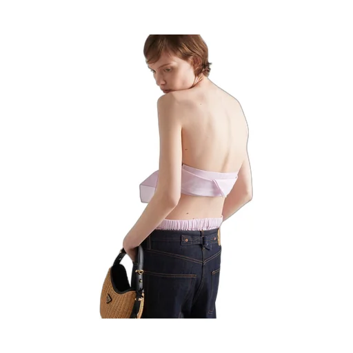 Checked cotton bandeau top