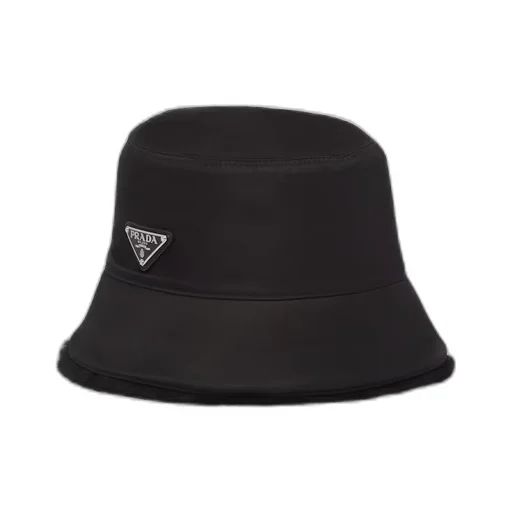 Re-Nylon and shearling bucket hat