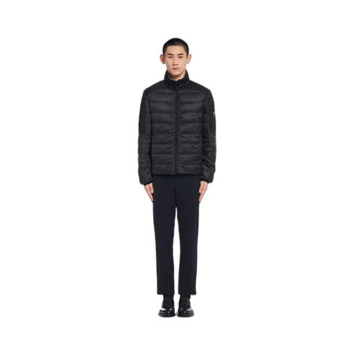 Cropped technical fabric down jacket