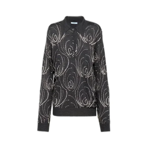 Cashmere polo shirt with embroidery