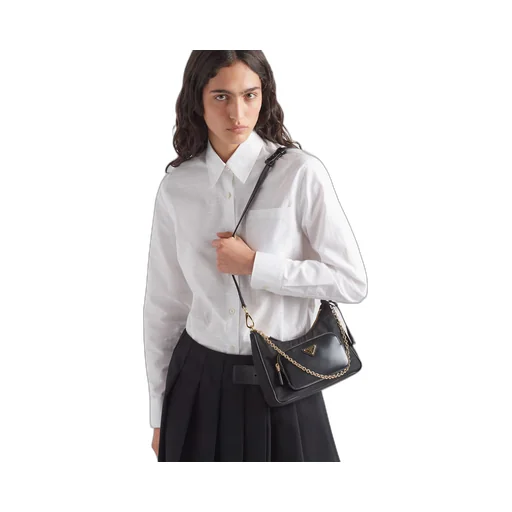 Re-Nylon and brushed leather mini-bag