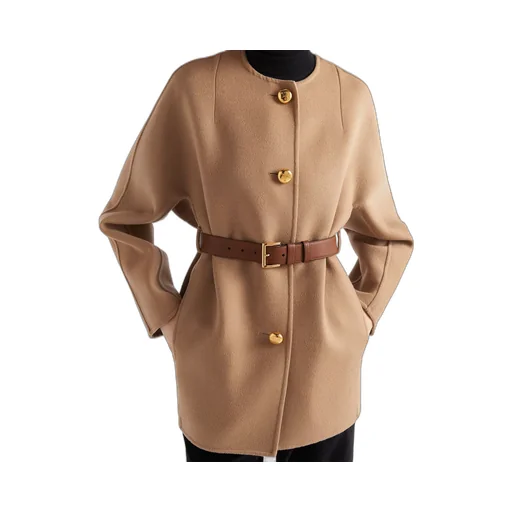 Single-breasted double wool caban jacket